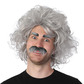 Mad scientist wig with eyebrows and mustache 