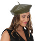 Pu leather beret hat, green