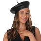 Pu leather beret hat, black