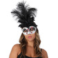 Black tall feather eye mask