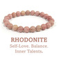 8mm beaded crystal stone bracelet - rhodonite