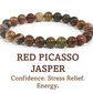 8mm beaded crystal stone bracelet - red picasso jasper