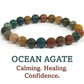 8mm beaded crystal stone bracelet - ocean agate