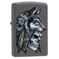 Zippo lighter wolf skull feather design 