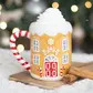 Candy cane gingerbread house mug