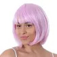 Pastel pink short bob wig with fringe